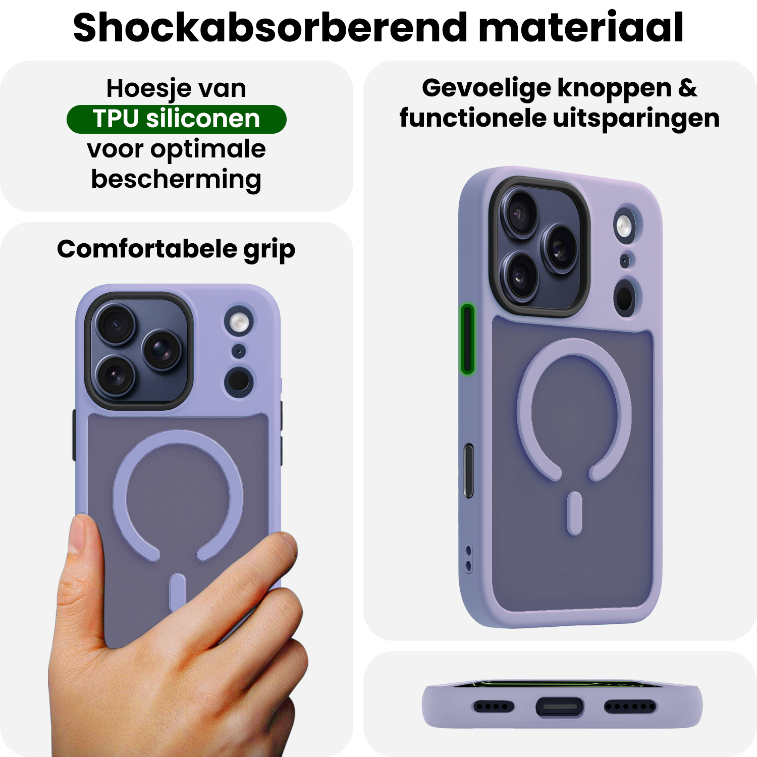 BASEY. BASEY. iPhone 17 Pro Magsafe Hoesje Lila Met 2x Screenprotector