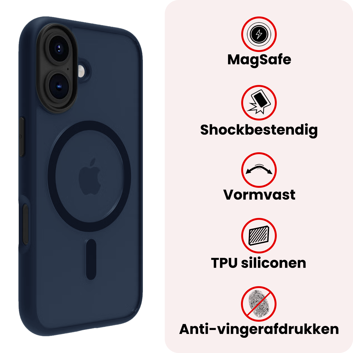 NoXx NoXx iPhone 17 Magsafe Hoesje Donkerblauw Met 2x Screenprotector
