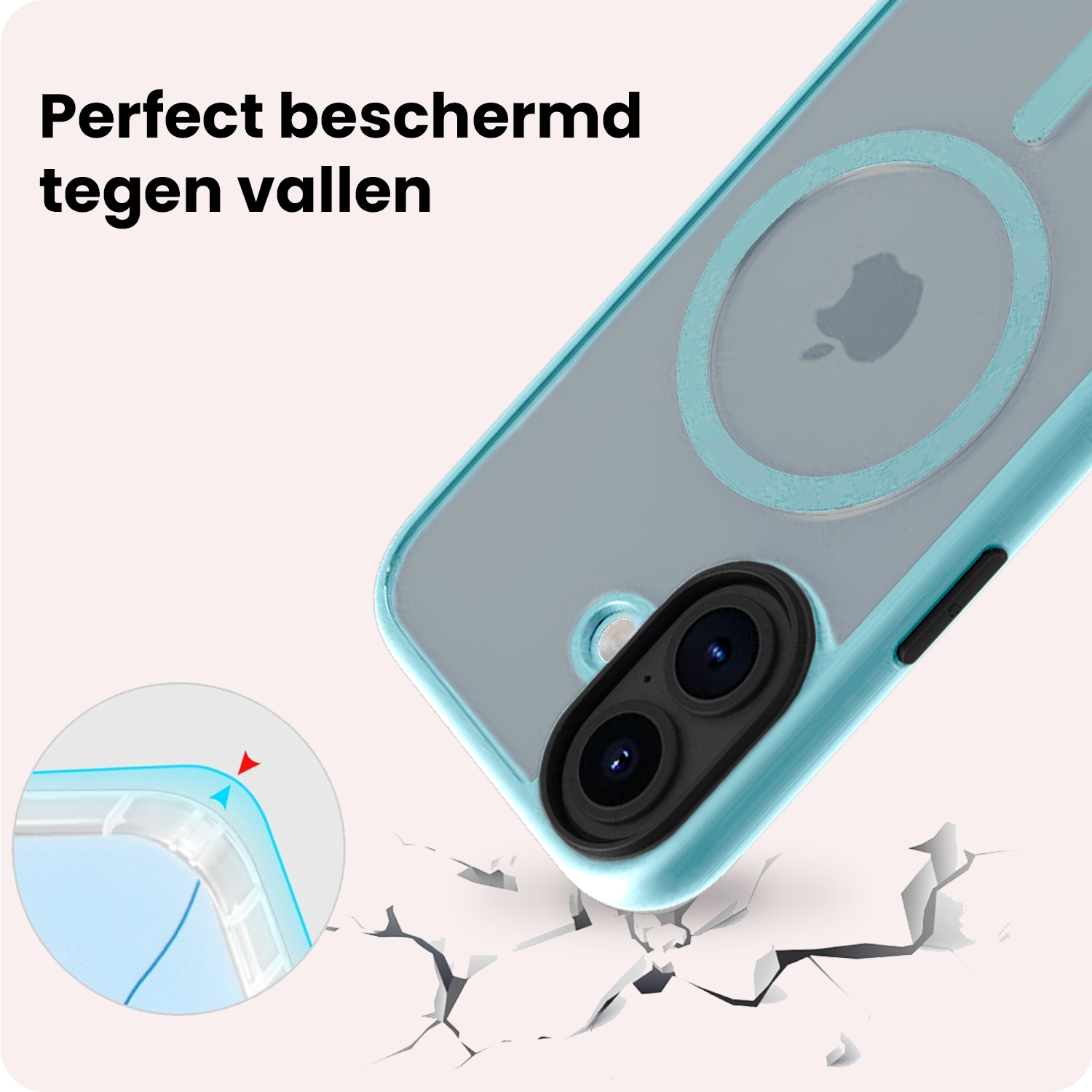 NoXx NoXx iPhone 17 Magsafe Hoesje Lichtblauw Met 2x Screenprotector