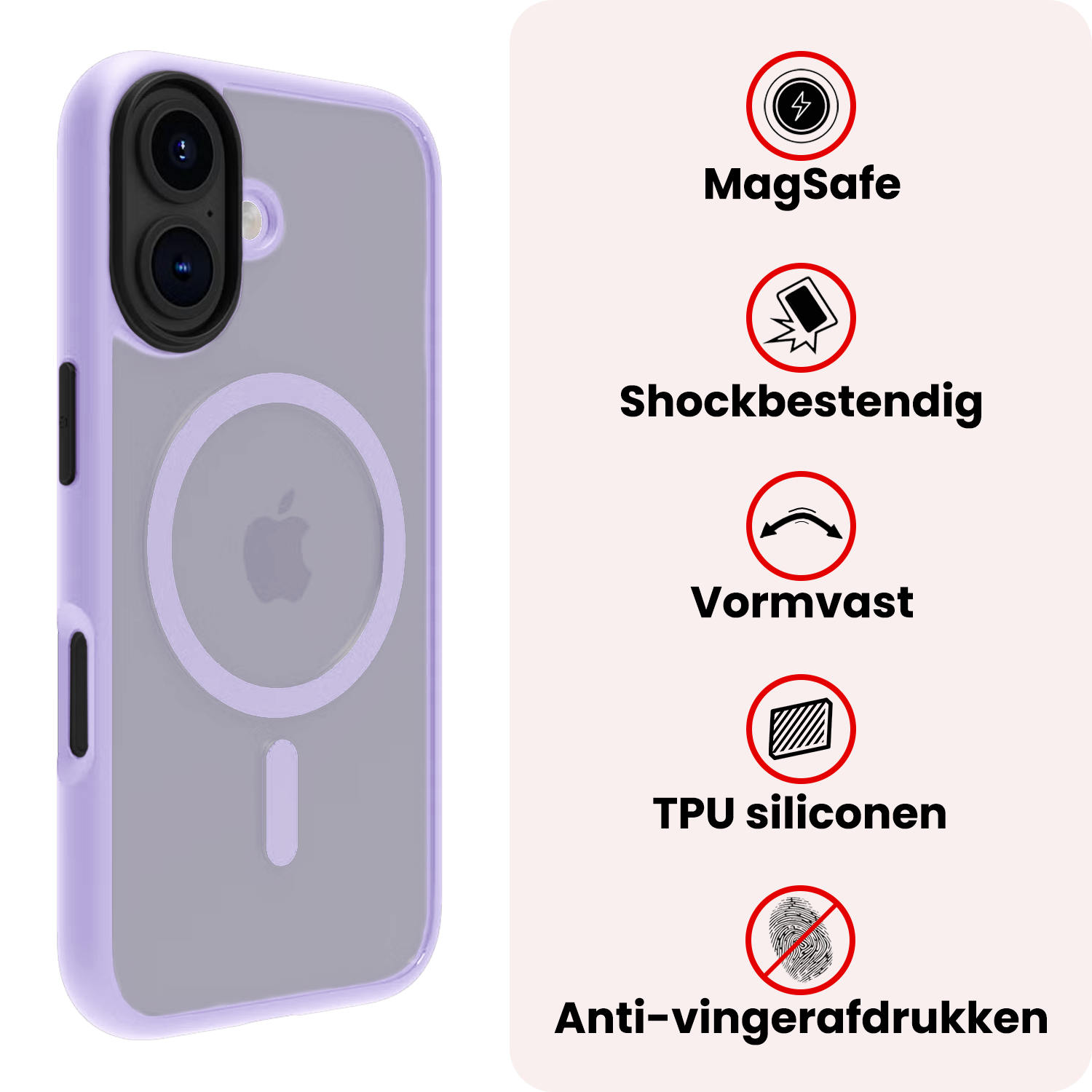 NoXx NoXx iPhone 17 Magsafe Hoesje Lila Met 2x Screenprotector