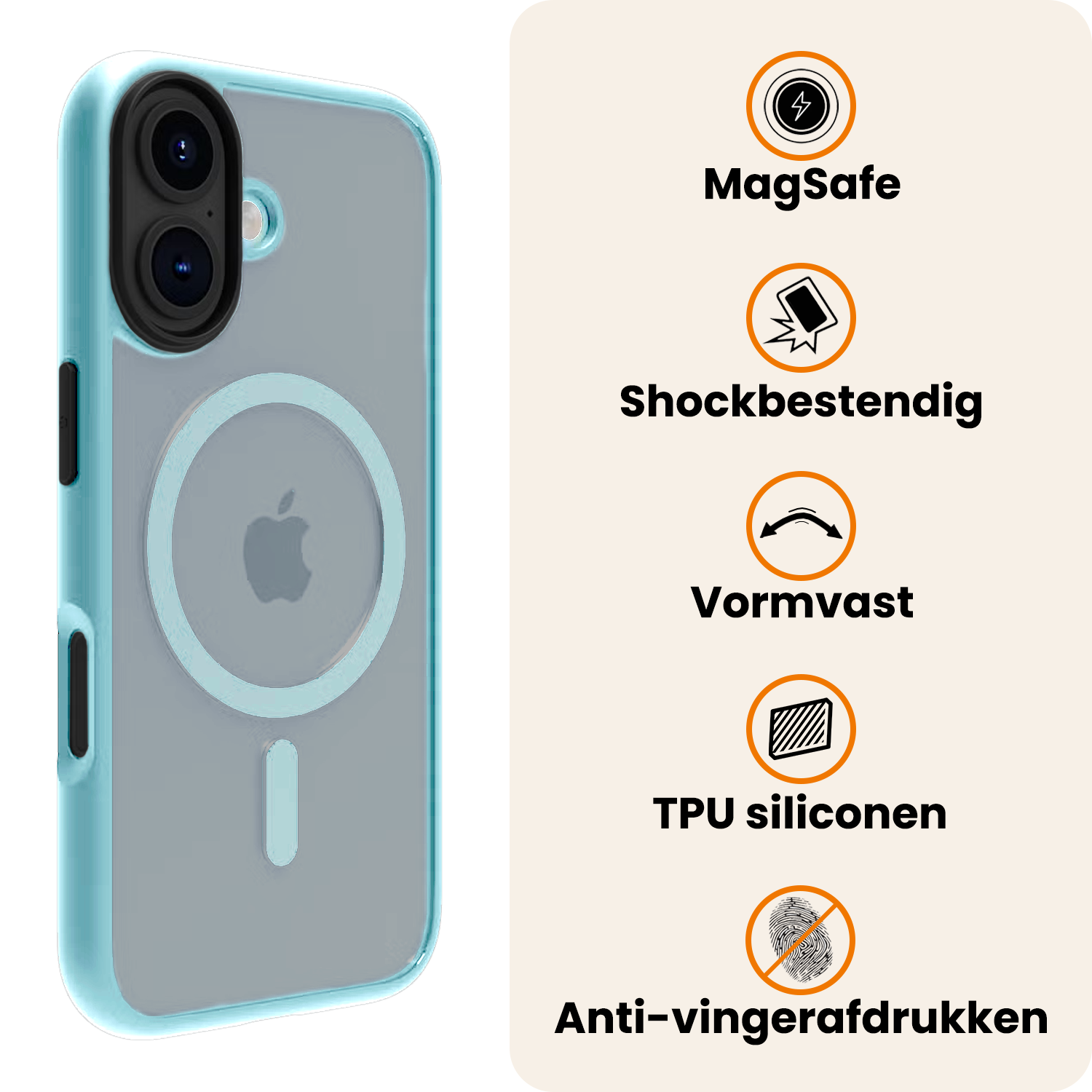 Nomfy Nomfy iPhone 17 Magsafe Hoesje Lichtblauw Met 2x Screenprotector