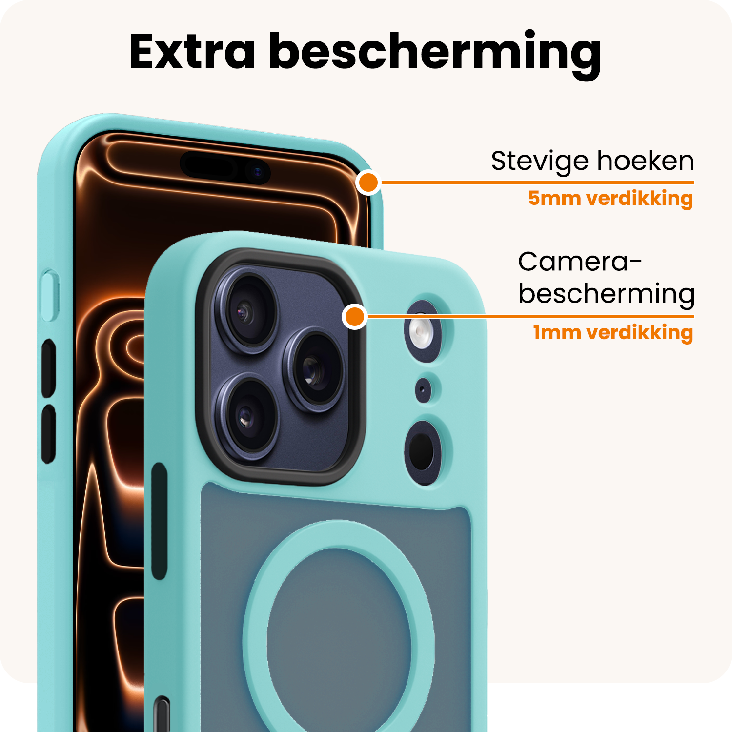 Nomfy Nomfy iPhone 17 Pro Magsafe Hoesje Lichtblauw Met 2x Screenprotector