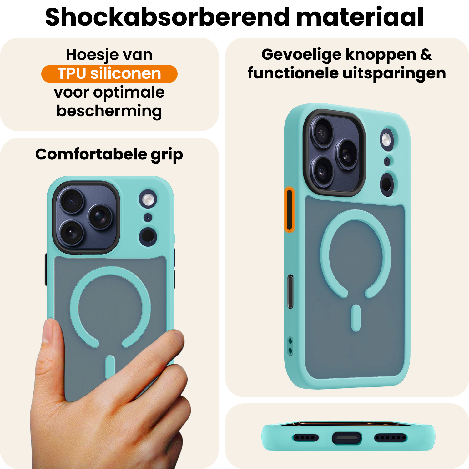 Nomfy Nomfy iPhone 17 Pro Magsafe Hoesje Lichtblauw Met 2x Screenprotector