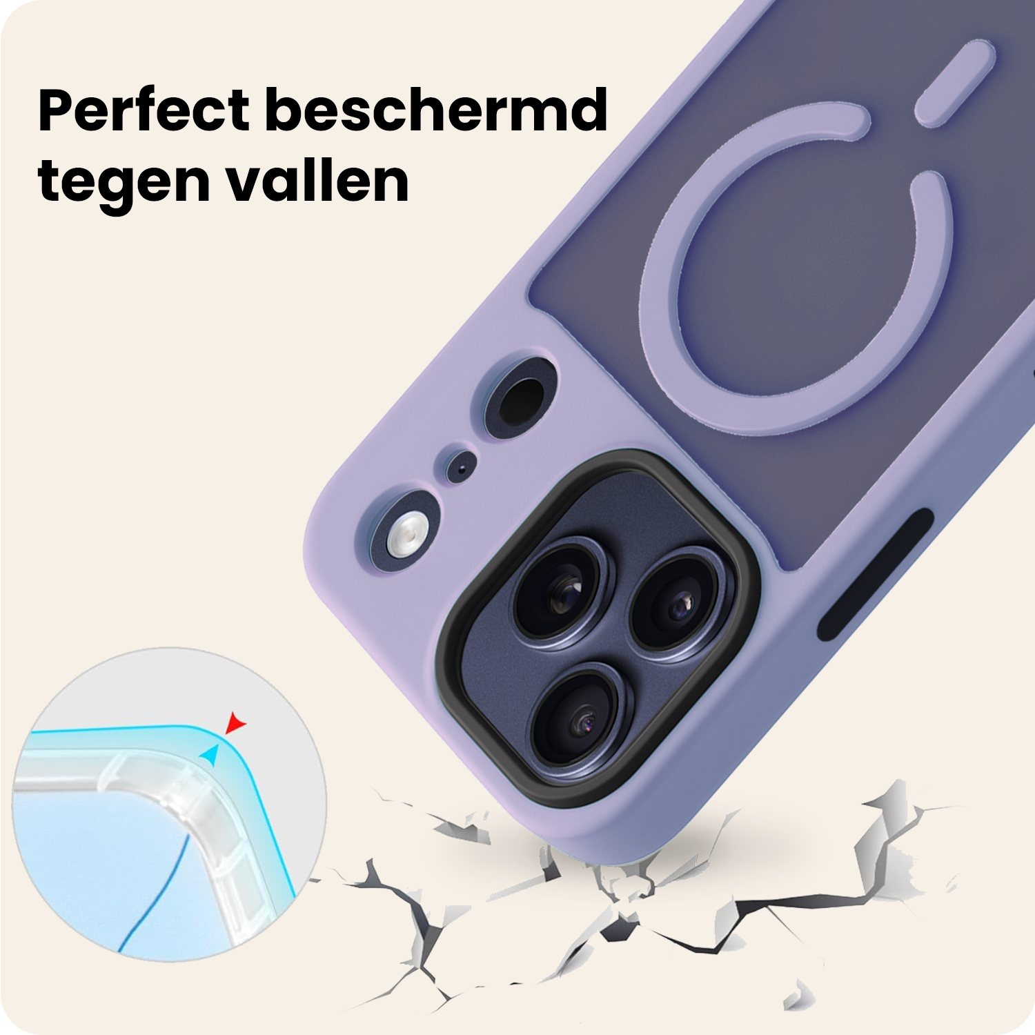 Nomfy Nomfy iPhone 17 Pro Magsafe Hoesje Lila Met 2x Screenprotector