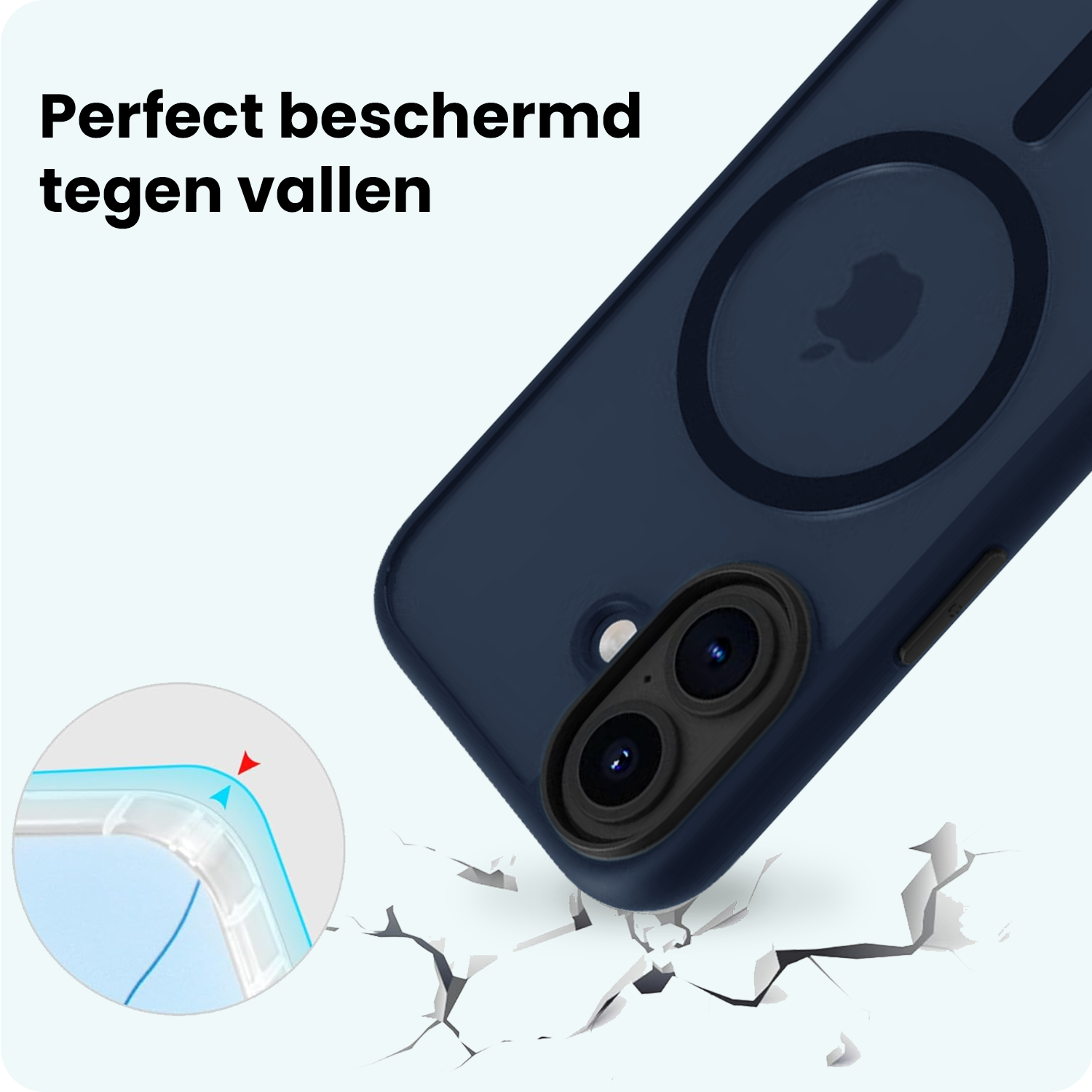 Forterra Forterra iPhone 17 Magsafe Hoesje Donkerblauw Met 2x Screenprotector