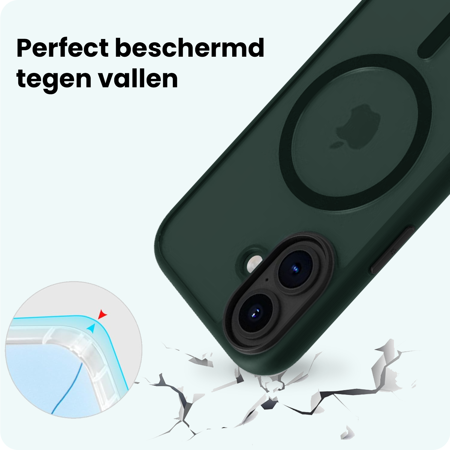 Forterra Forterra iPhone 17 Magsafe Hoesje Donkergroen Met 2x Screenprotector