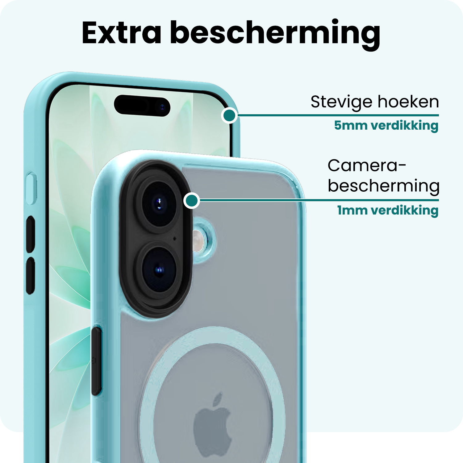 Forterra Forterra iPhone 17 Magsafe Hoesje Lichtblauw Met 2x Screenprotector