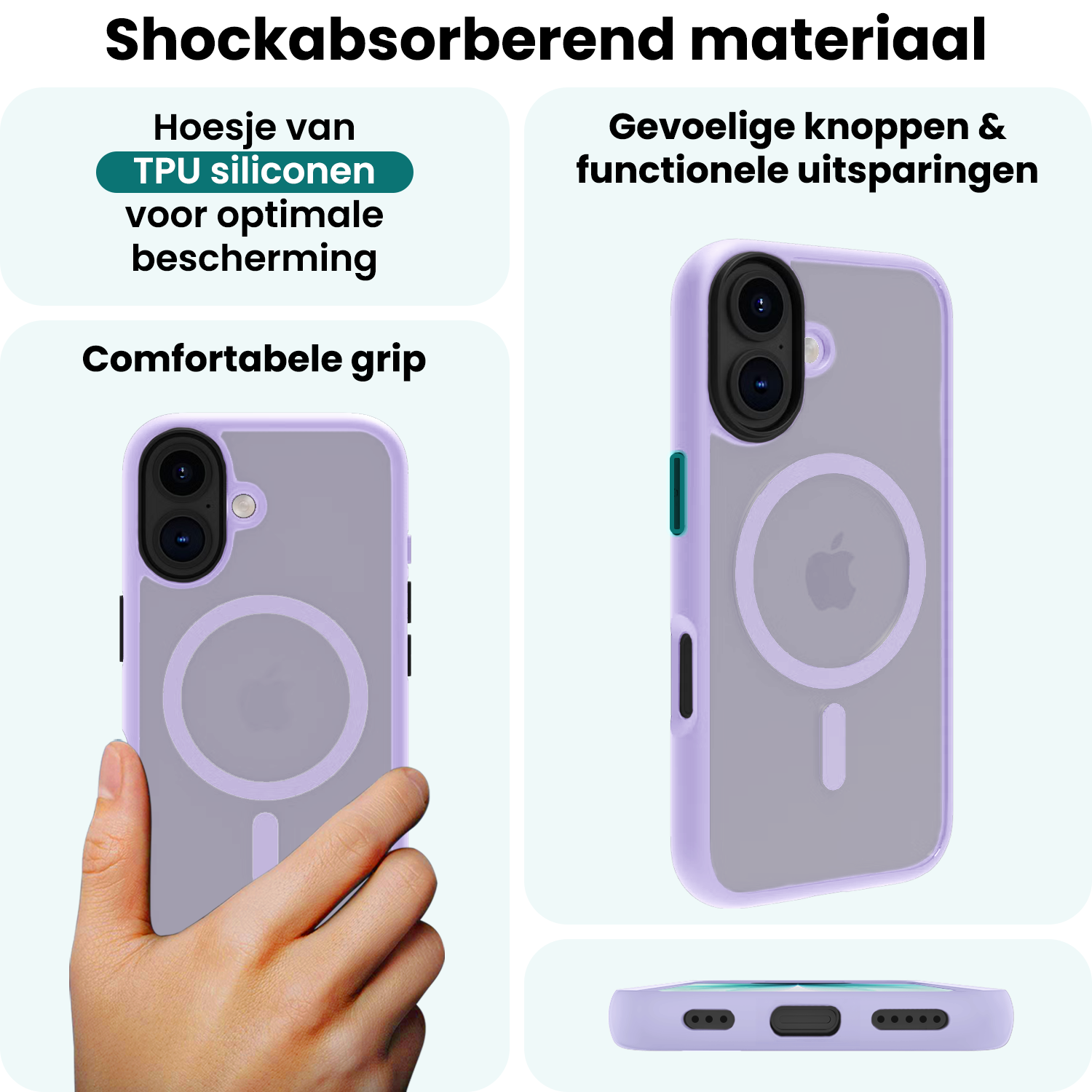 Forterra Forterra iPhone 17 Magsafe Hoesje Lila Met 2x Screenprotector