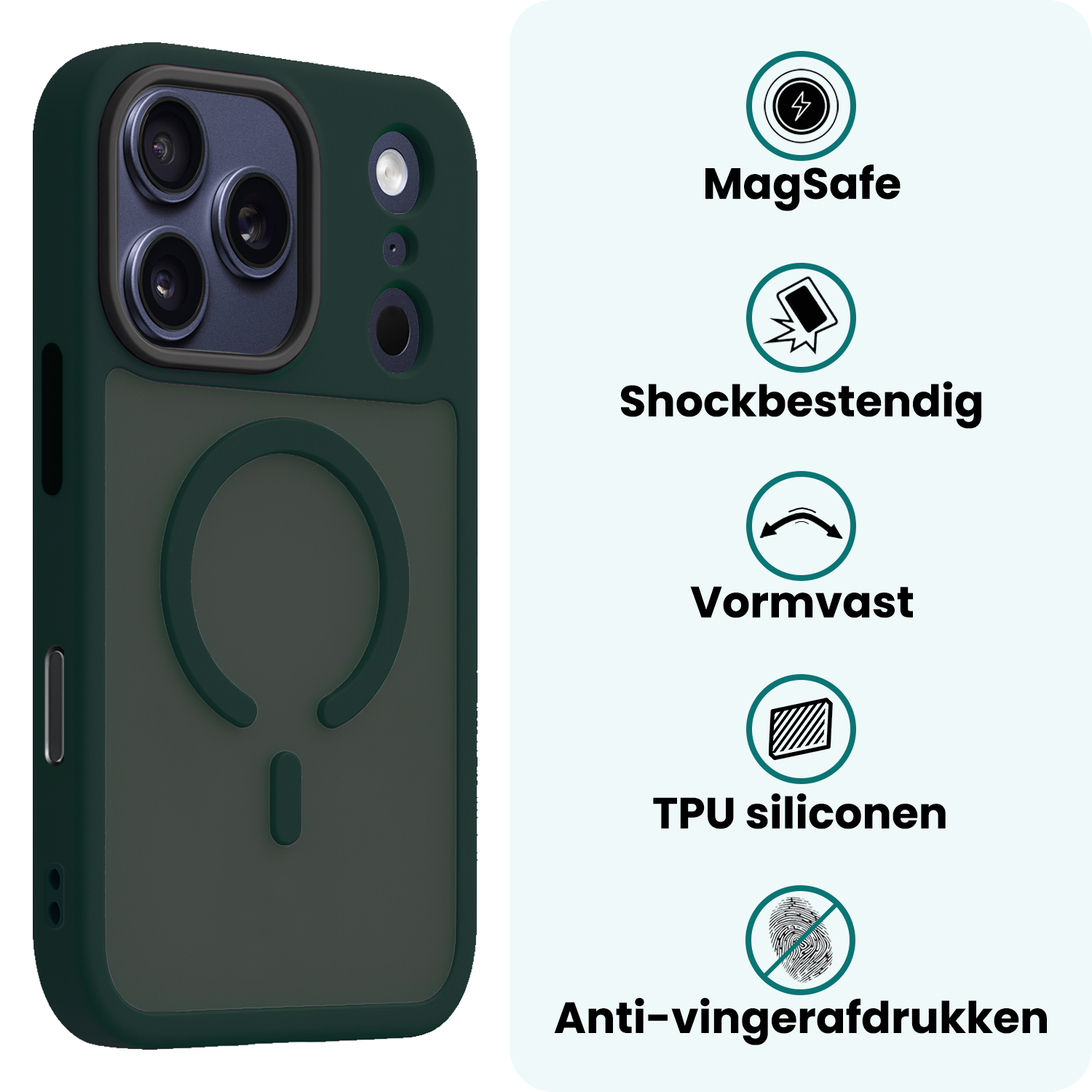 Forterra Forterra iPhone 17 Pro Magsafe Hoesje Donkergroen Met 2x Screenprotector