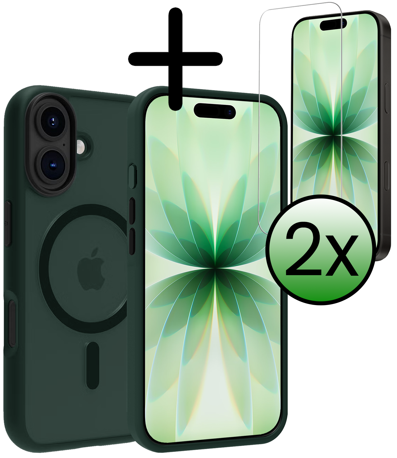 BASEY. BASEY. iPhone 17 Magsafe Hoesje Donkergroen Met 2x Screenprotector