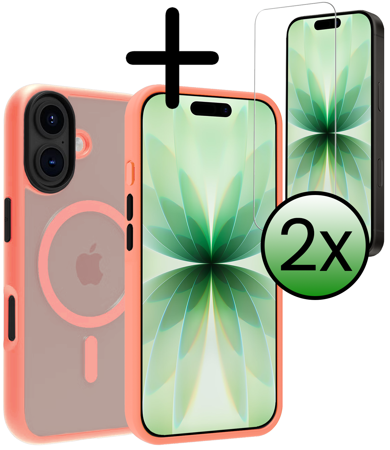 BASEY. BASEY. iPhone 17 Magsafe Hoesje Perzik Met 2x Screenprotector