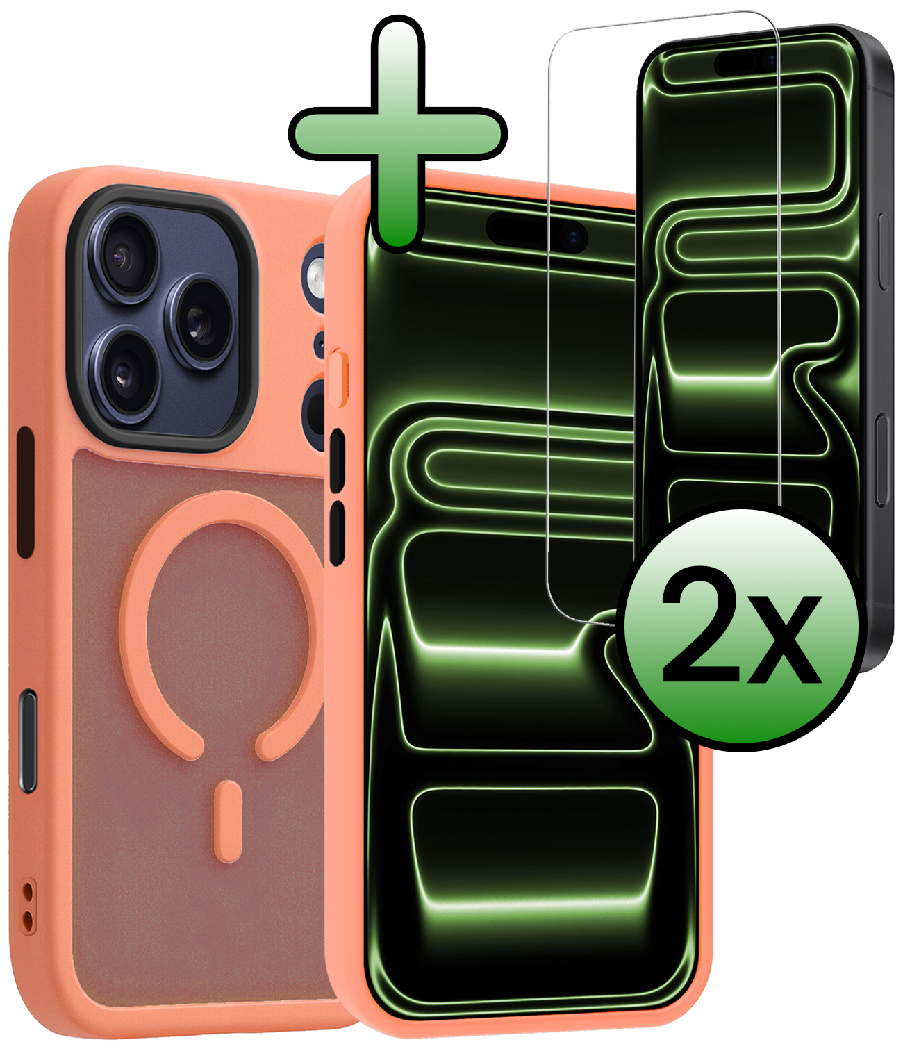 BASEY. BASEY. iPhone 17 Pro Magsafe Hoesje Perzik Met 2x Screenprotector