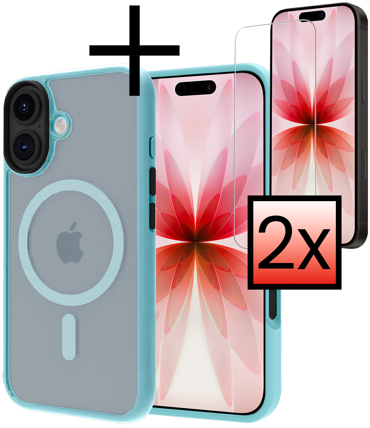 NoXx NoXx iPhone 17 Magsafe Hoesje Lichtblauw Met 2x Screenprotector