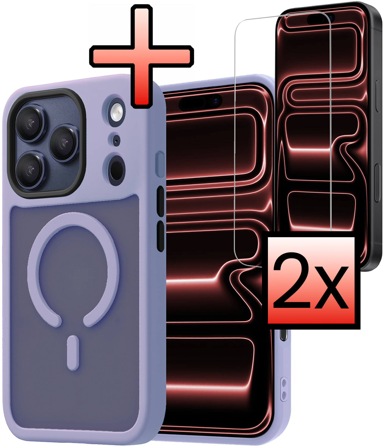 NoXx NoXx iPhone 17 Pro Magsafe Hoesje Lila Met 2x Screenprotector