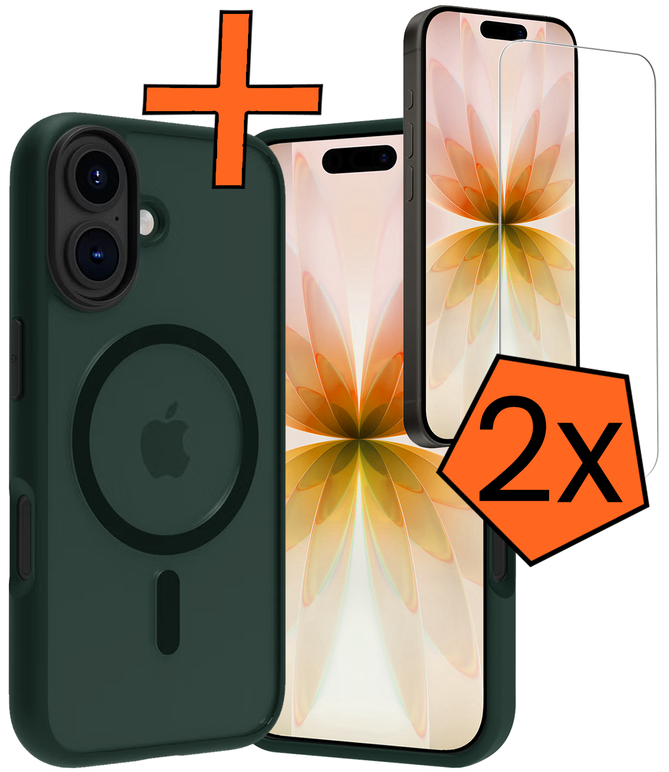 Nomfy Nomfy iPhone 17 Magsafe Hoesje Donkergroen Met 2x Screenprotector