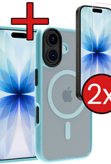 Nomfy Nomfy iPhone 17 Magsafe Hoesje Lichtblauw Met 2x Screenprotector