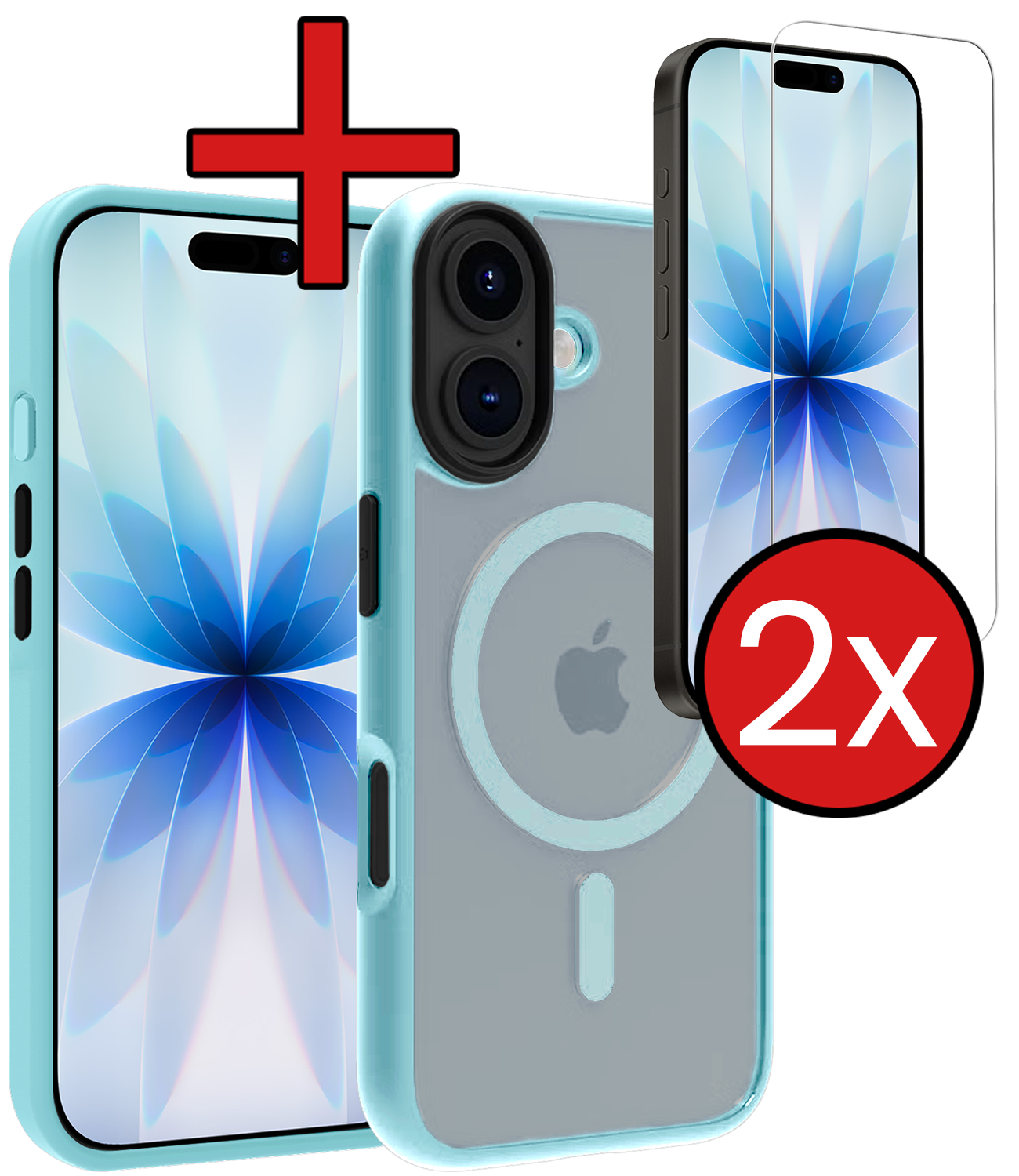 Nomfy Nomfy iPhone 17 Magsafe Hoesje Lichtblauw Met 2x Screenprotector