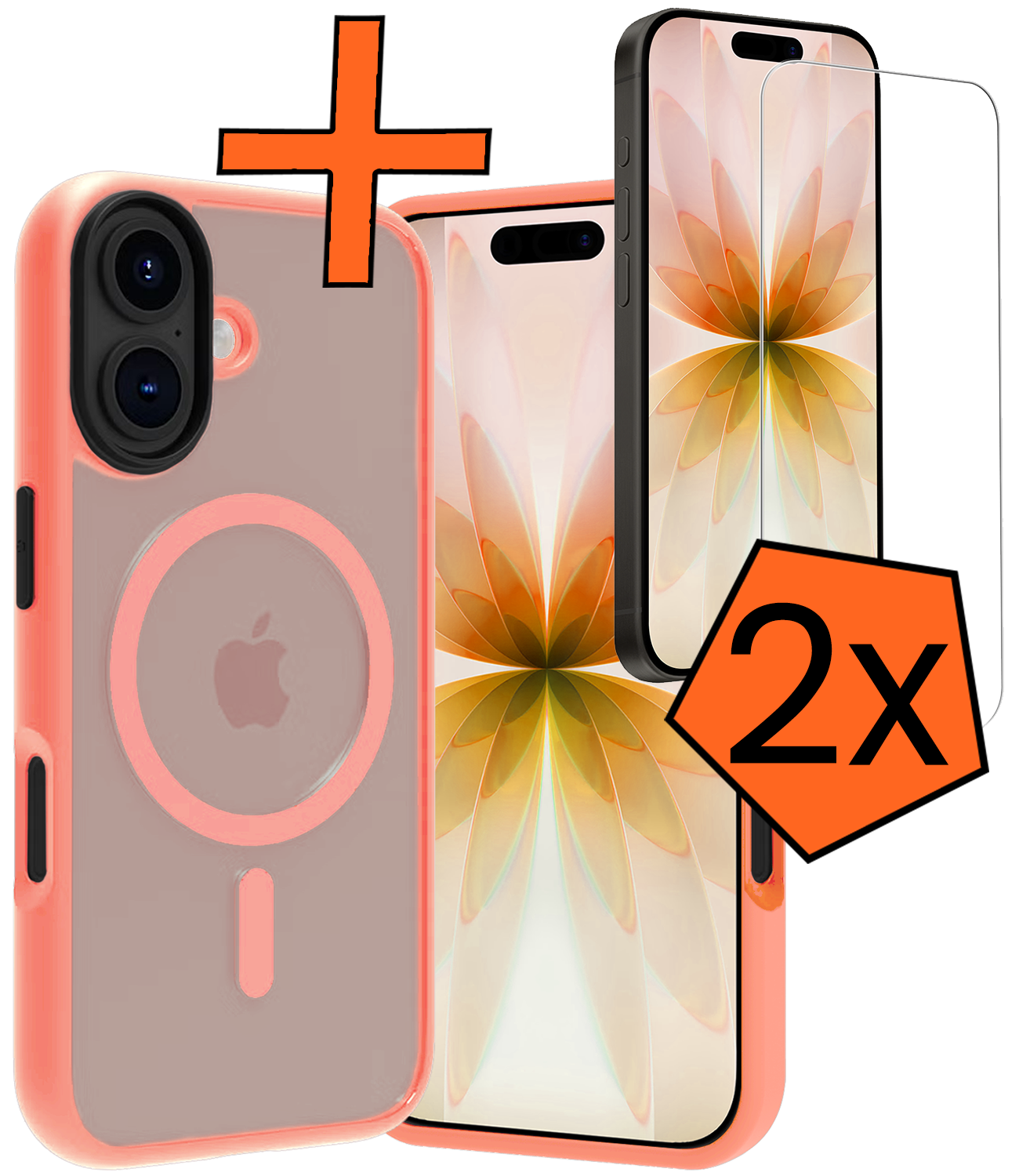 Nomfy Nomfy iPhone 17 Magsafe Hoesje Perzik Met 2x Screenprotector