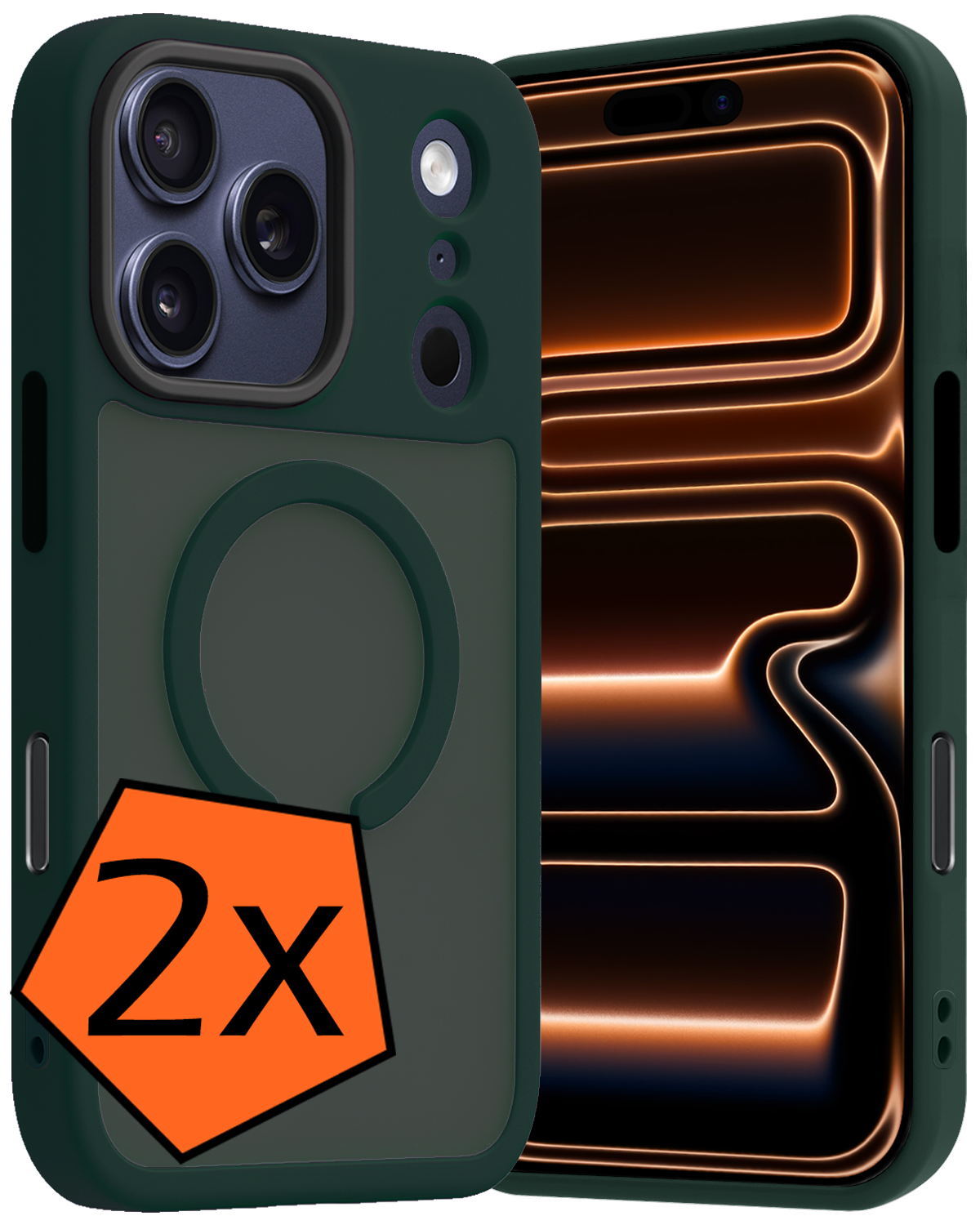 Nomfy Nomfy iPhone 17 Pro Magsafe Hoesje - Donkergroen - 2 PACK