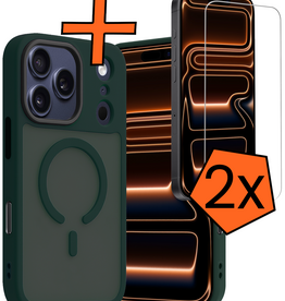 Nomfy Nomfy iPhone 17 Pro Magsafe Hoesje Donkergroen Met 2x Screenprotector