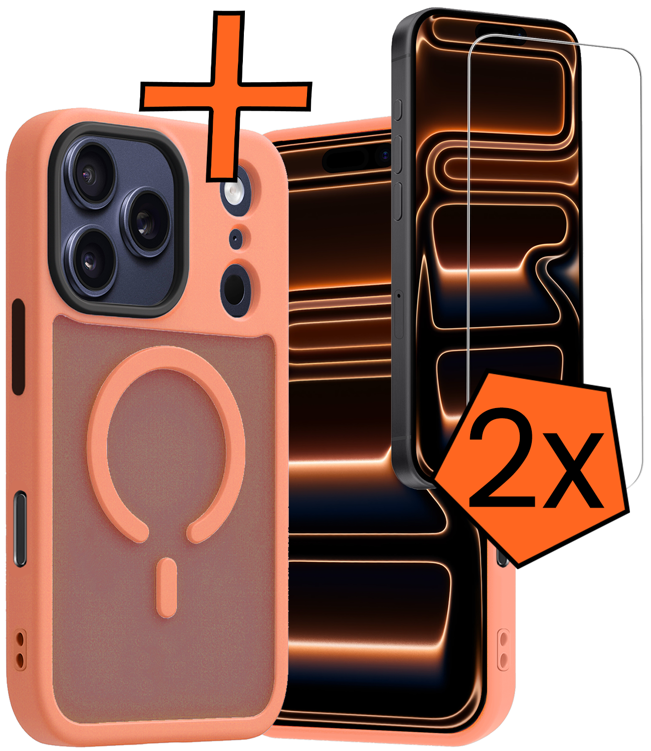 Nomfy Nomfy iPhone 17 Pro Magsafe Hoesje Perzik Met 2x Screenprotector