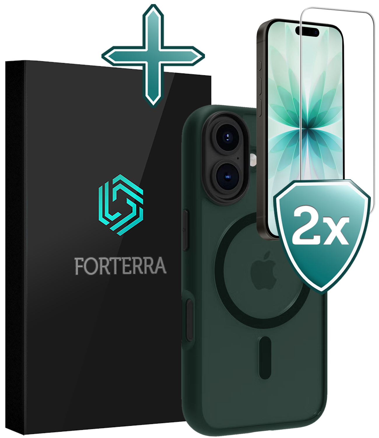 Forterra Forterra iPhone 17 Magsafe Hoesje Donkergroen Met 2x Screenprotector