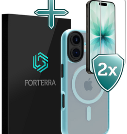 Forterra Forterra iPhone 17 Magsafe Hoesje Lichtblauw Met 2x Screenprotector
