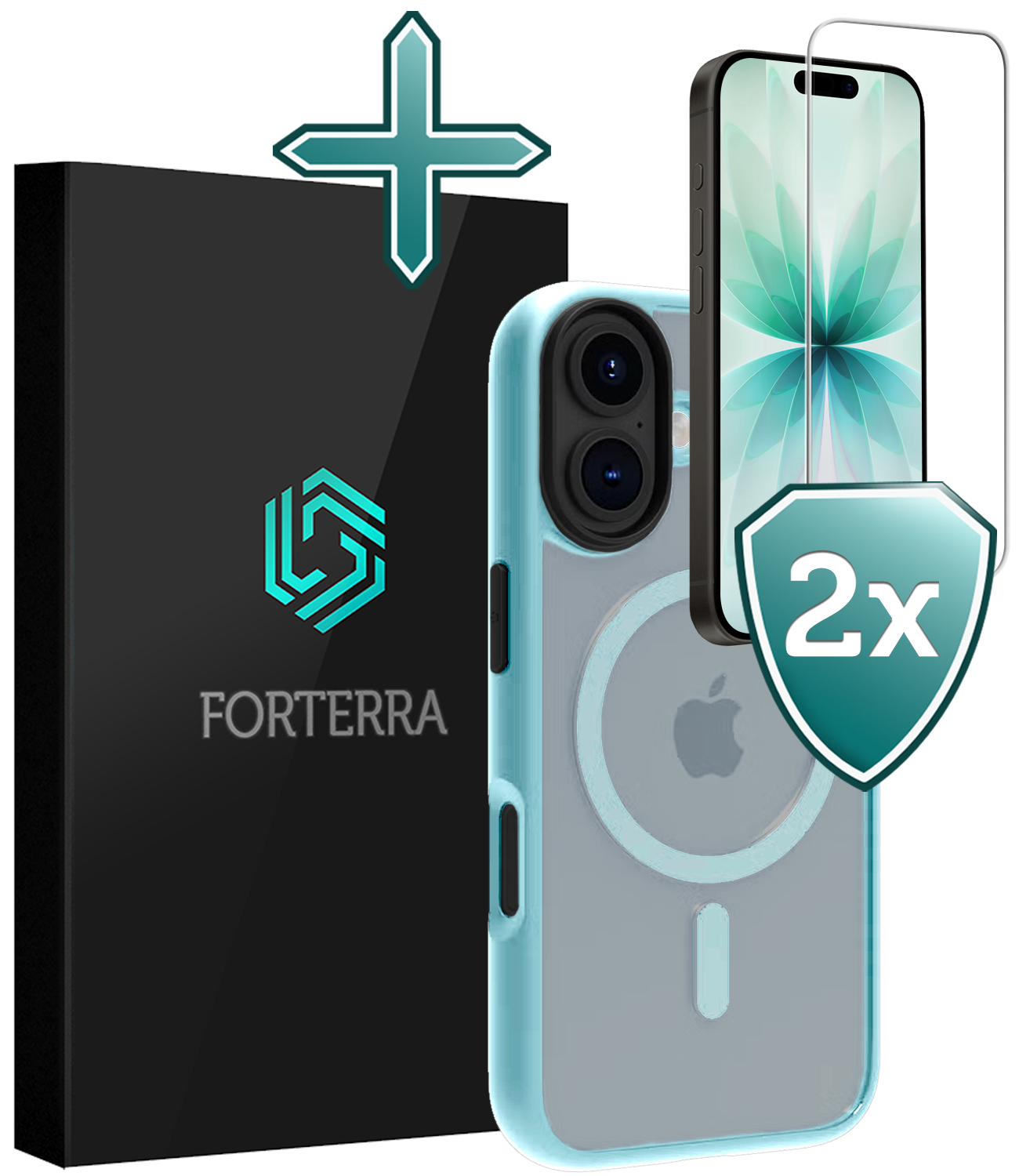 Forterra Forterra iPhone 17 Magsafe Hoesje Lichtblauw Met 2x Screenprotector