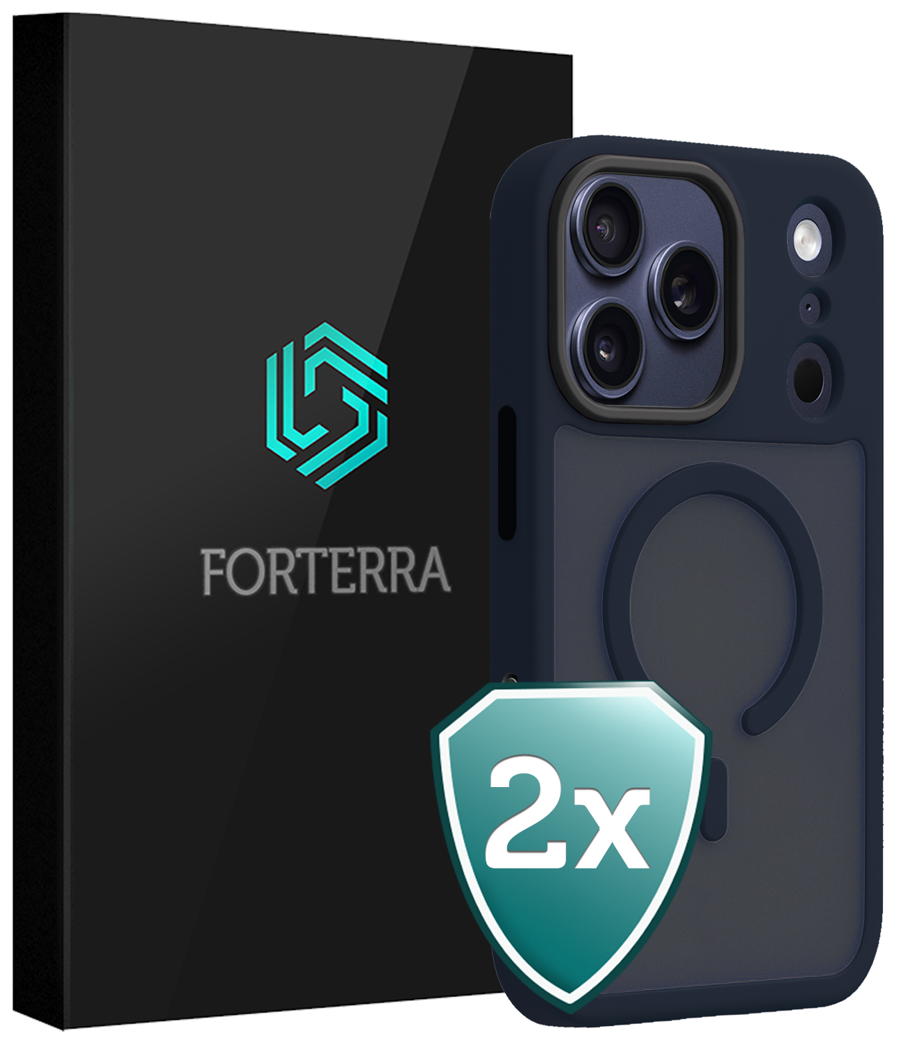 Forterra Forterra iPhone 17 Pro Magsafe Hoesje - Donkerblauw - 2 PACK