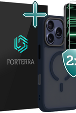 Forterra Forterra iPhone 17 Pro Magsafe Hoesje Donkerblauw Met 2x Screenprotector
