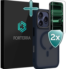 Forterra Forterra iPhone 17 Pro Magsafe Hoesje Donkerblauw Met 2x Screenprotector