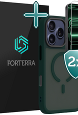 Forterra Forterra iPhone 17 Pro Magsafe Hoesje Donkergroen Met 2x Screenprotector