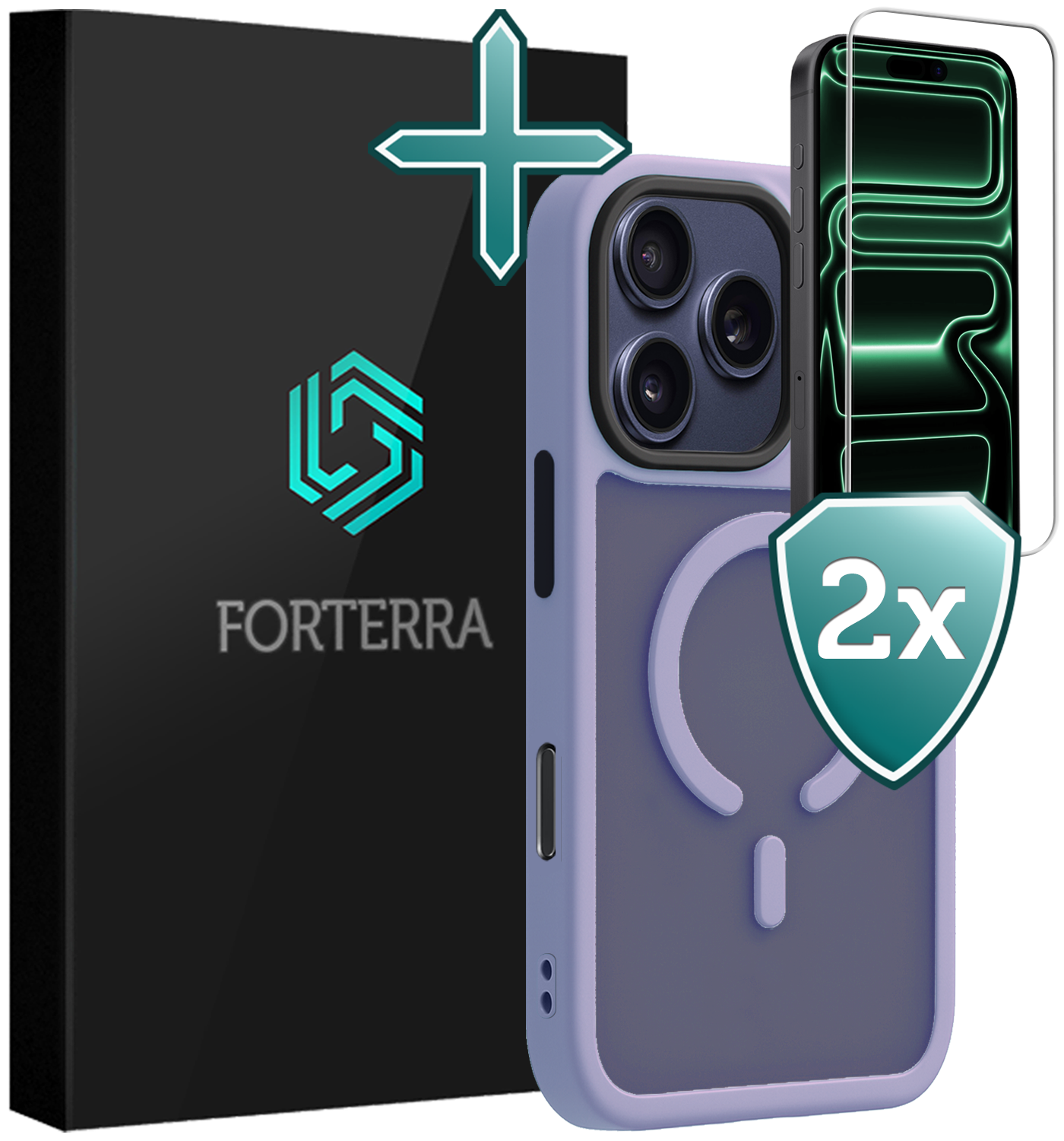 Forterra Forterra iPhone 17 Pro Magsafe Hoesje Lila Met 2x Screenprotector