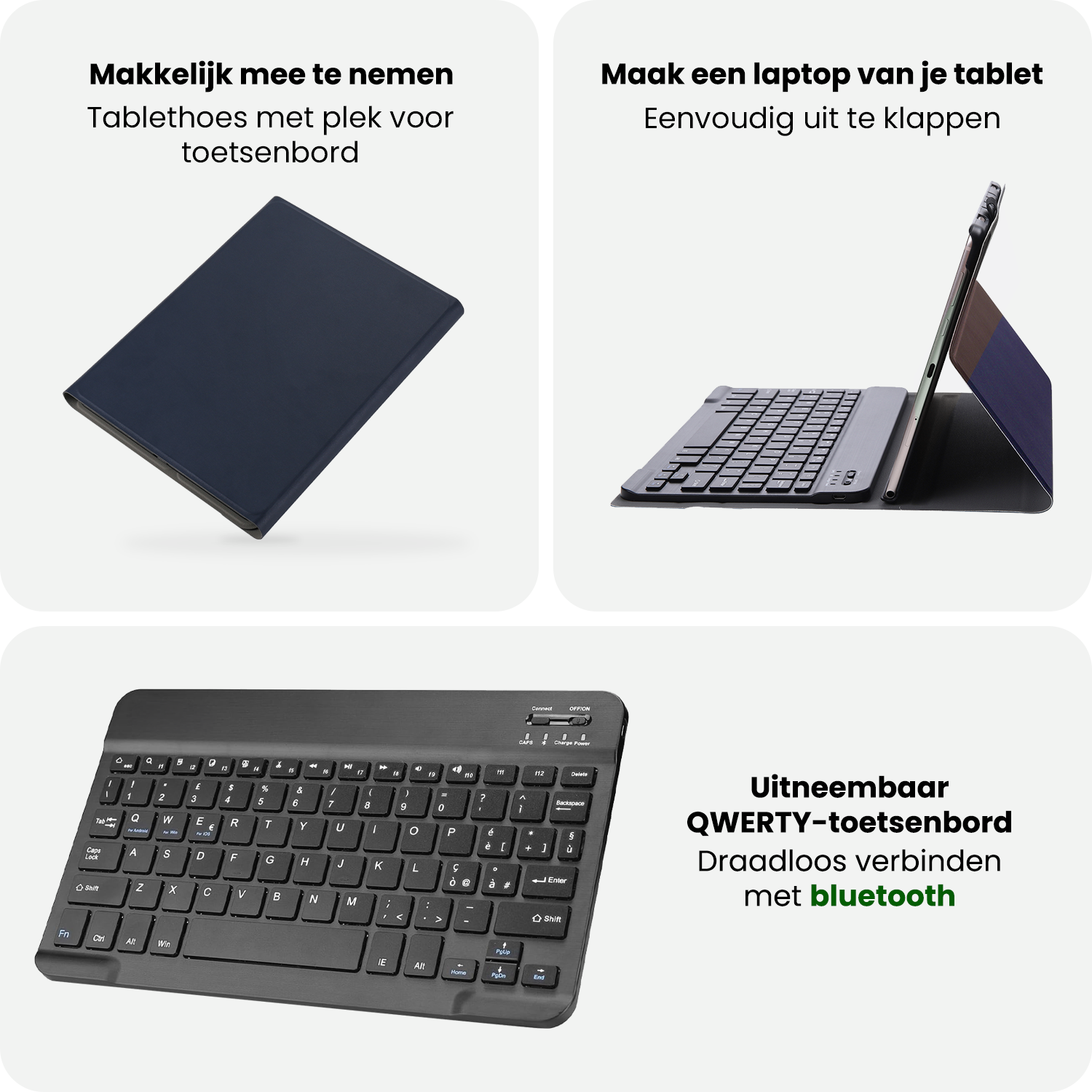 BASEY. BASEY. Samsung Galaxy Tab A11 Toetsenbordhoes - Donkerblauw