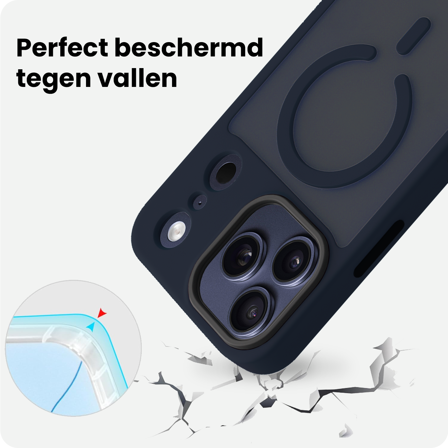 BASEY. BASEY. iPhone 17 Pro Max Magsafe Hoesje Donkerblauw Met Screenprotector