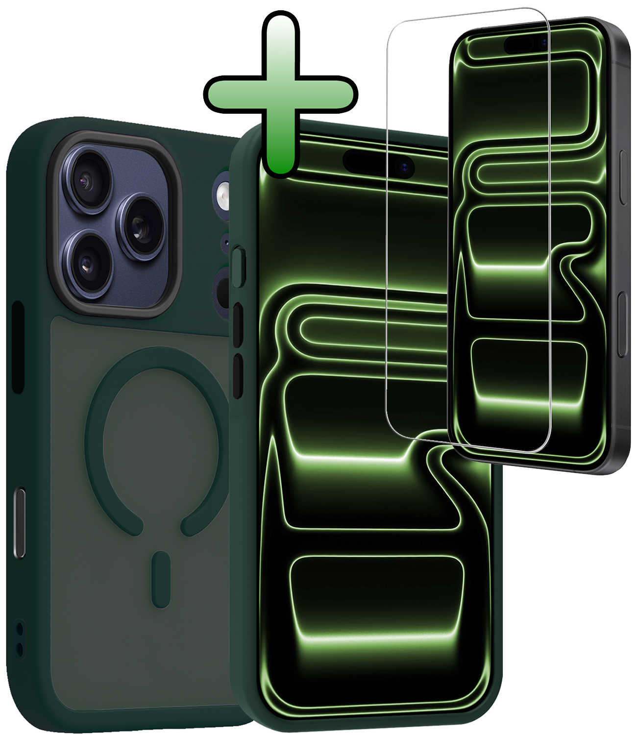 BASEY. BASEY. iPhone 17 Pro Max Magsafe Hoesje Donkergroen Met Screenprotector