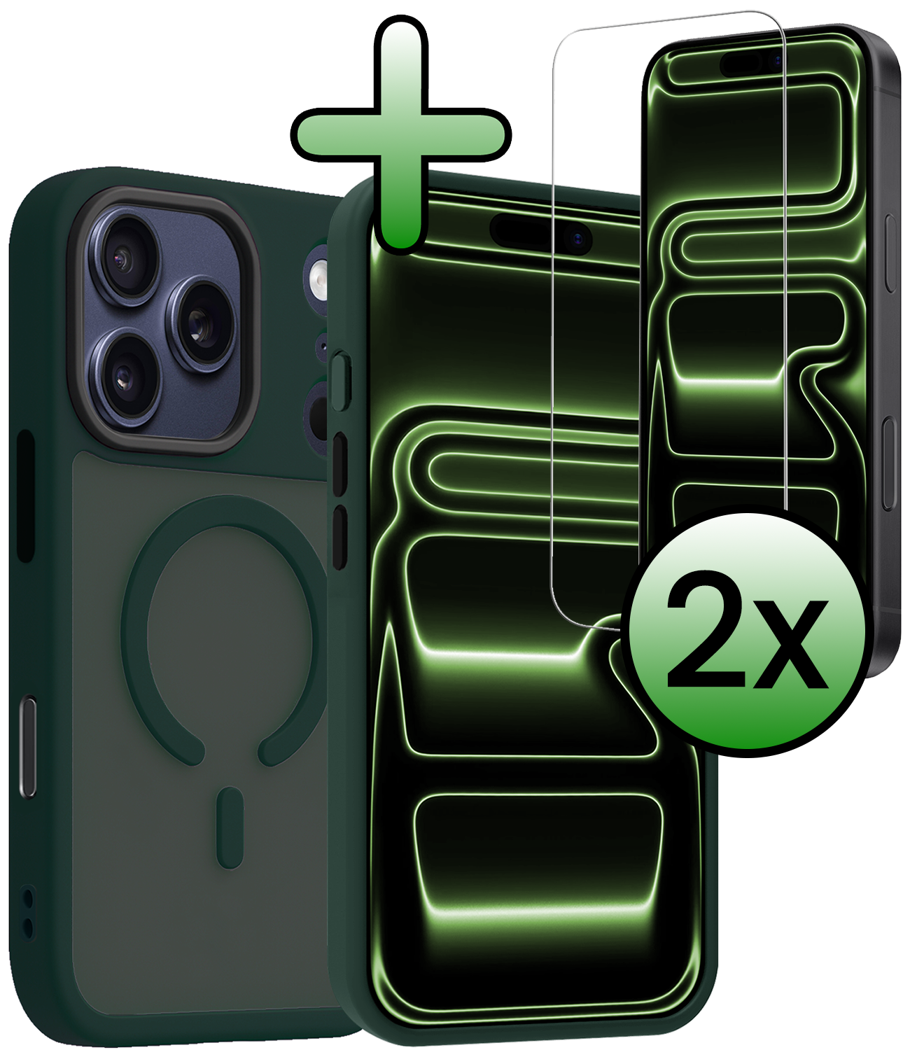 BASEY. BASEY. iPhone 17 Pro Max Magsafe Hoesje Donkergroen Met 2x Screenprotector