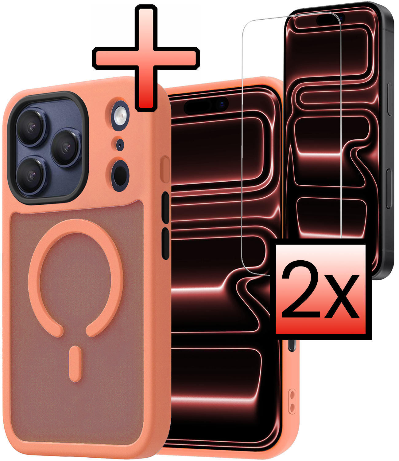 NoXx NoXx iPhone 17 Pro Max Magsafe Hoesje - Perzik - 2 PACK