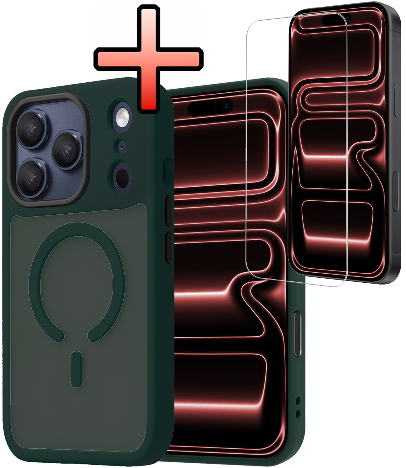 NoXx NoXx iPhone 17 Pro Max Magsafe Hoesje Donkergroen Met Screenprotector