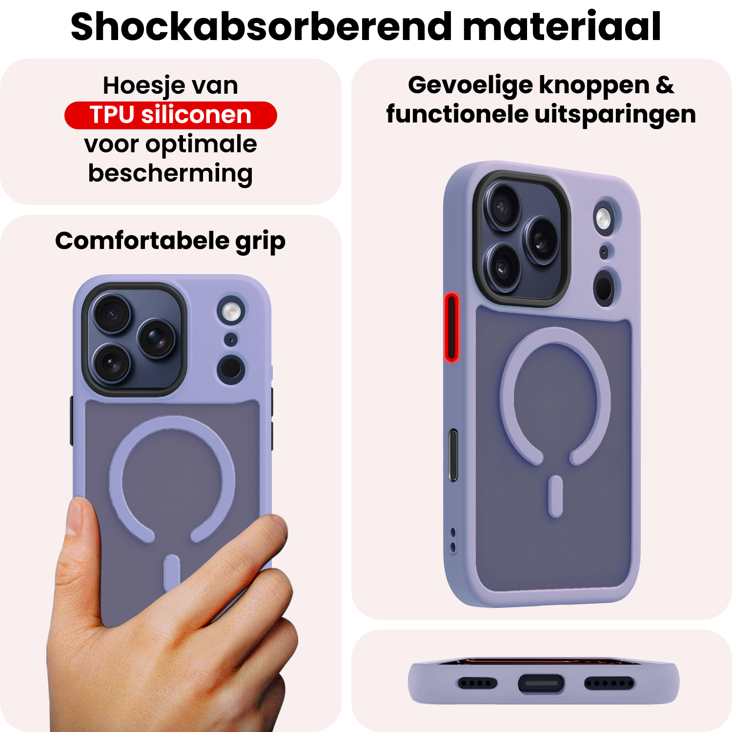 NoXx NoXx iPhone 17 Pro Max Magsafe Hoesje Lila Met 2x Screenprotector