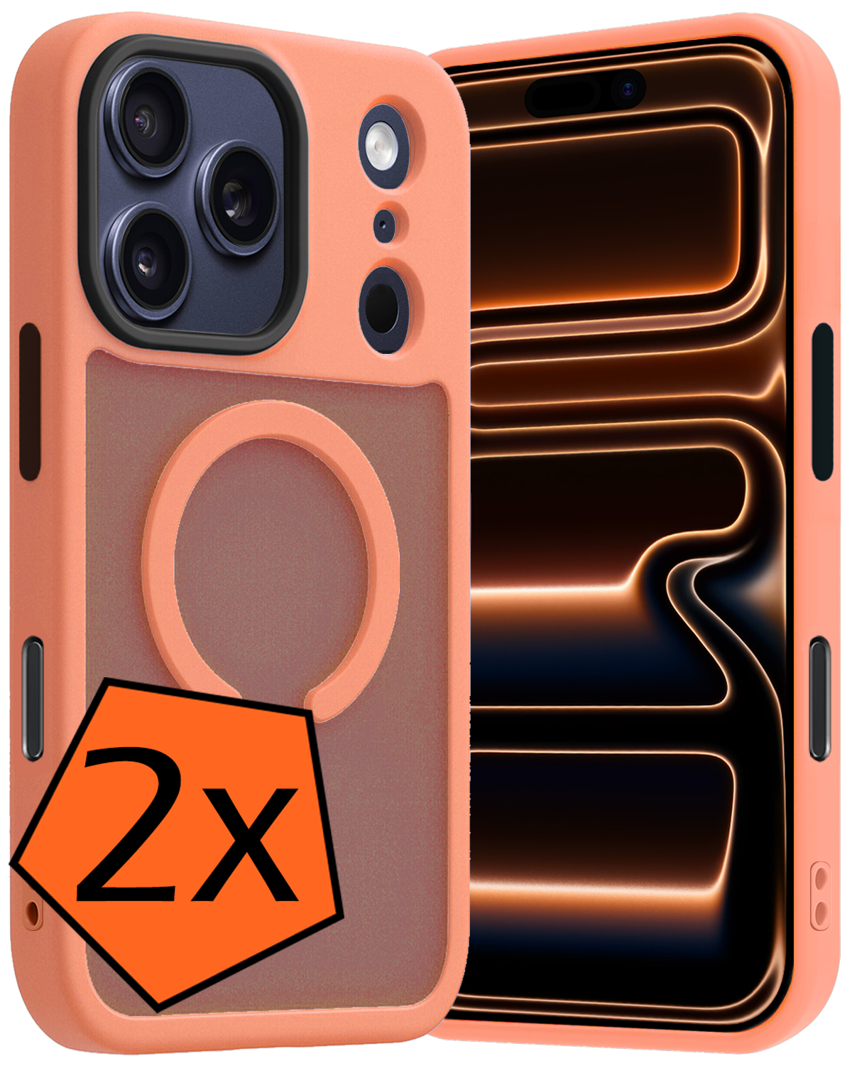 Nomfy Nomfy iPhone 17 Pro Max Magsafe Hoesje - Perzik - 2 PACK