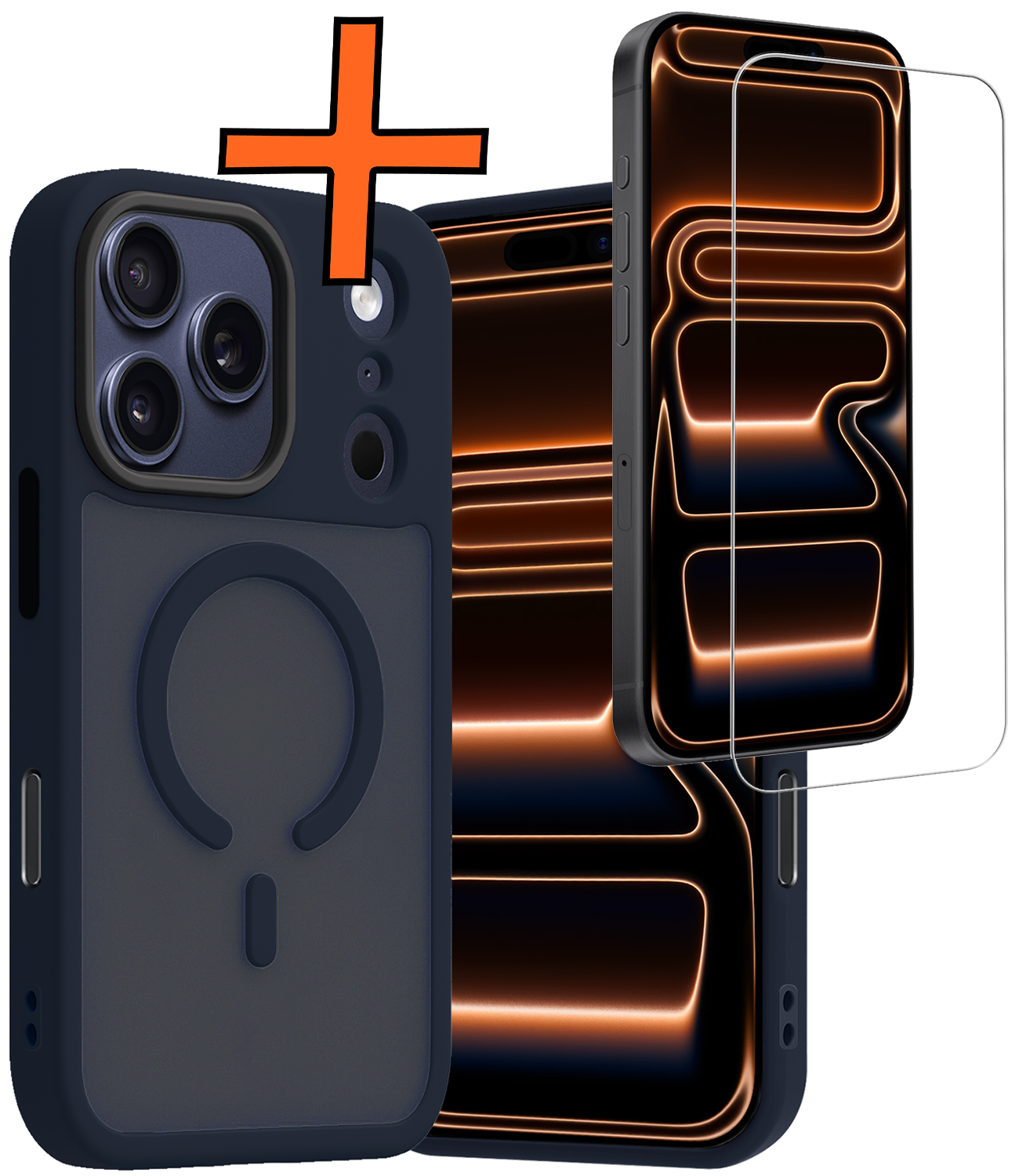 Nomfy Nomfy iPhone 17 Pro Max Magsafe Hoesje Donkerblauw Met Screenprotector