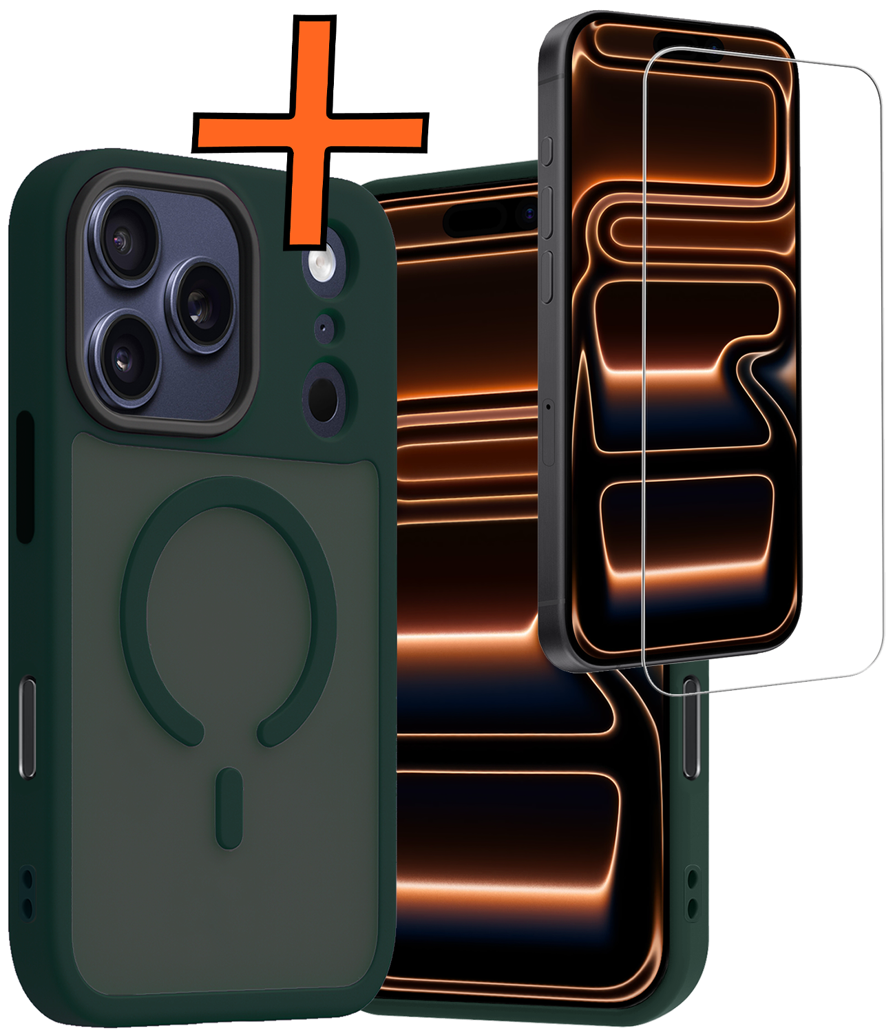 Nomfy Nomfy iPhone 17 Pro Max Magsafe Hoesje Donkergroen Met Screenprotector