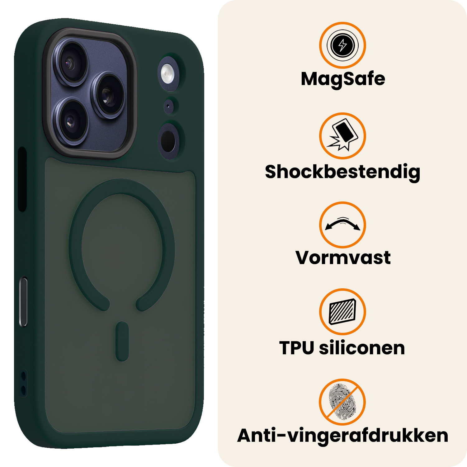 Nomfy Nomfy iPhone 17 Pro Max Magsafe Hoesje Donkergroen Met Screenprotector