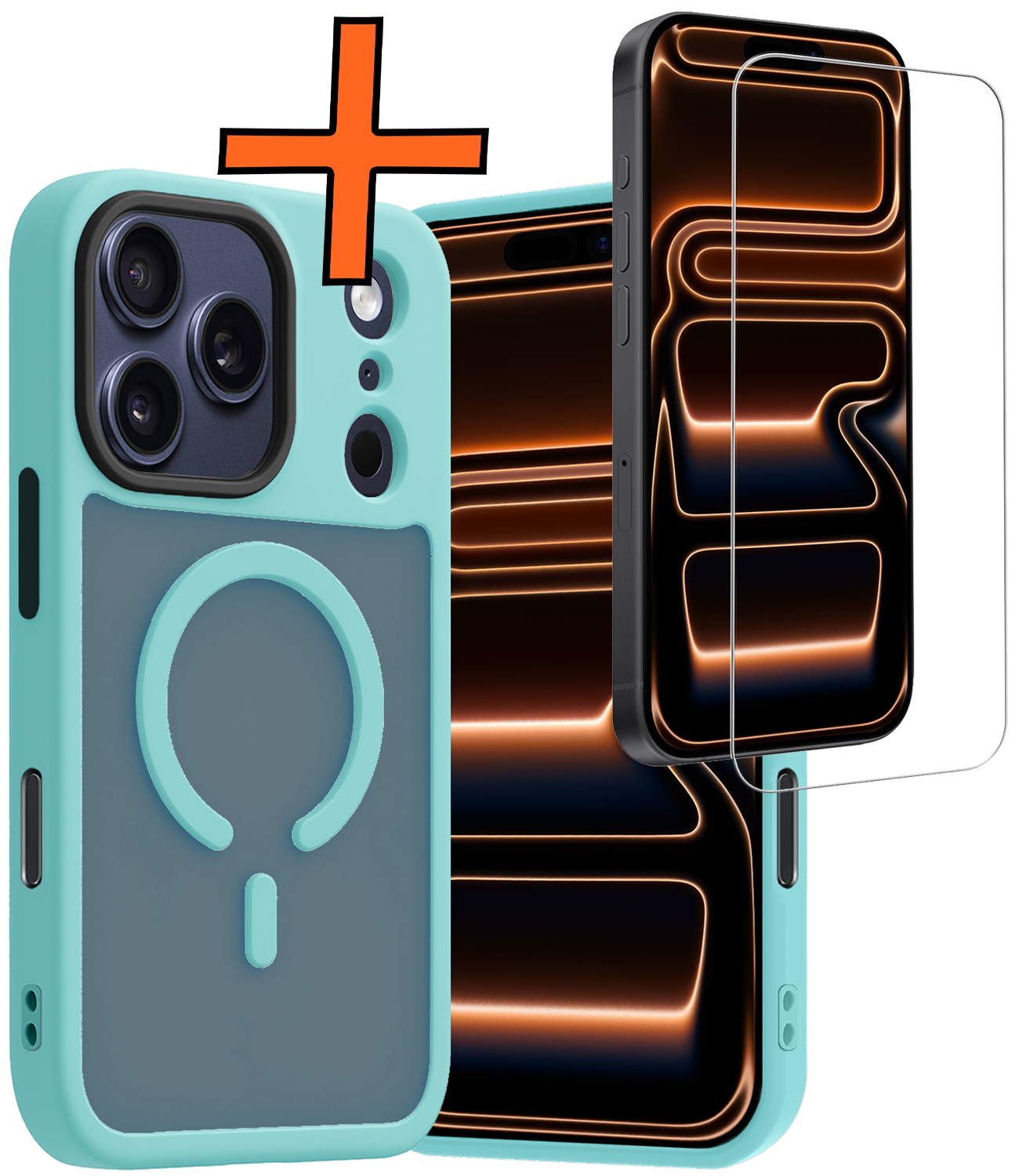 Nomfy Nomfy iPhone 17 Pro Max Magsafe Hoesje Lichtblauw Met Screenprotector