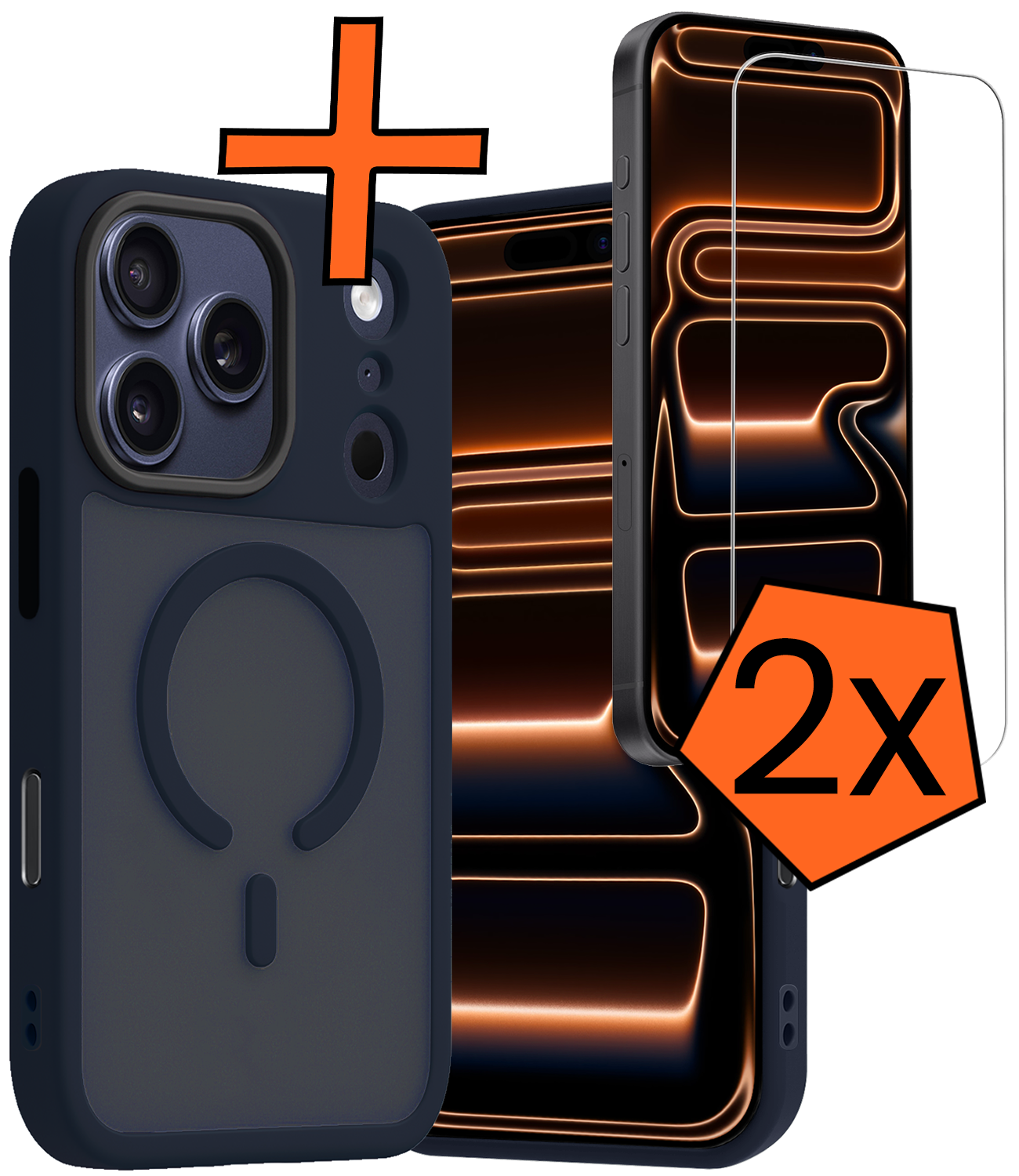 Nomfy Nomfy iPhone 17 Pro Max Magsafe Hoesje Donkerblauw Met 2x Screenprotector