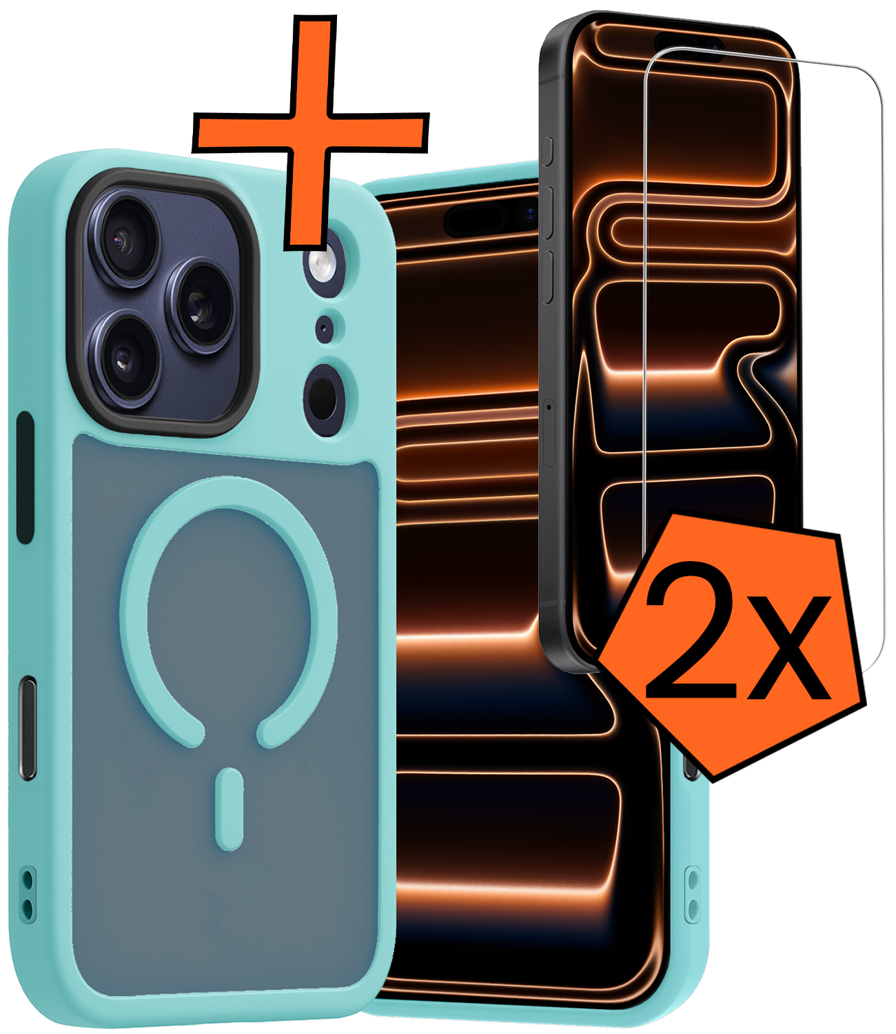 Nomfy Nomfy iPhone 17 Pro Max Magsafe Hoesje Lichtblauw Met 2x Screenprotector