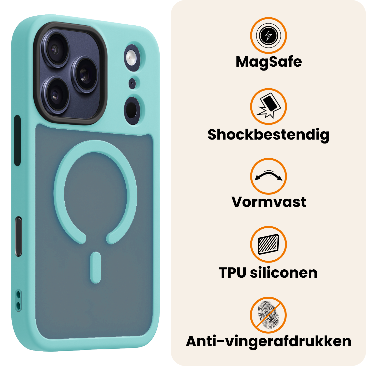 Nomfy Nomfy iPhone 17 Pro Max Magsafe Hoesje Lichtblauw Met 2x Screenprotector