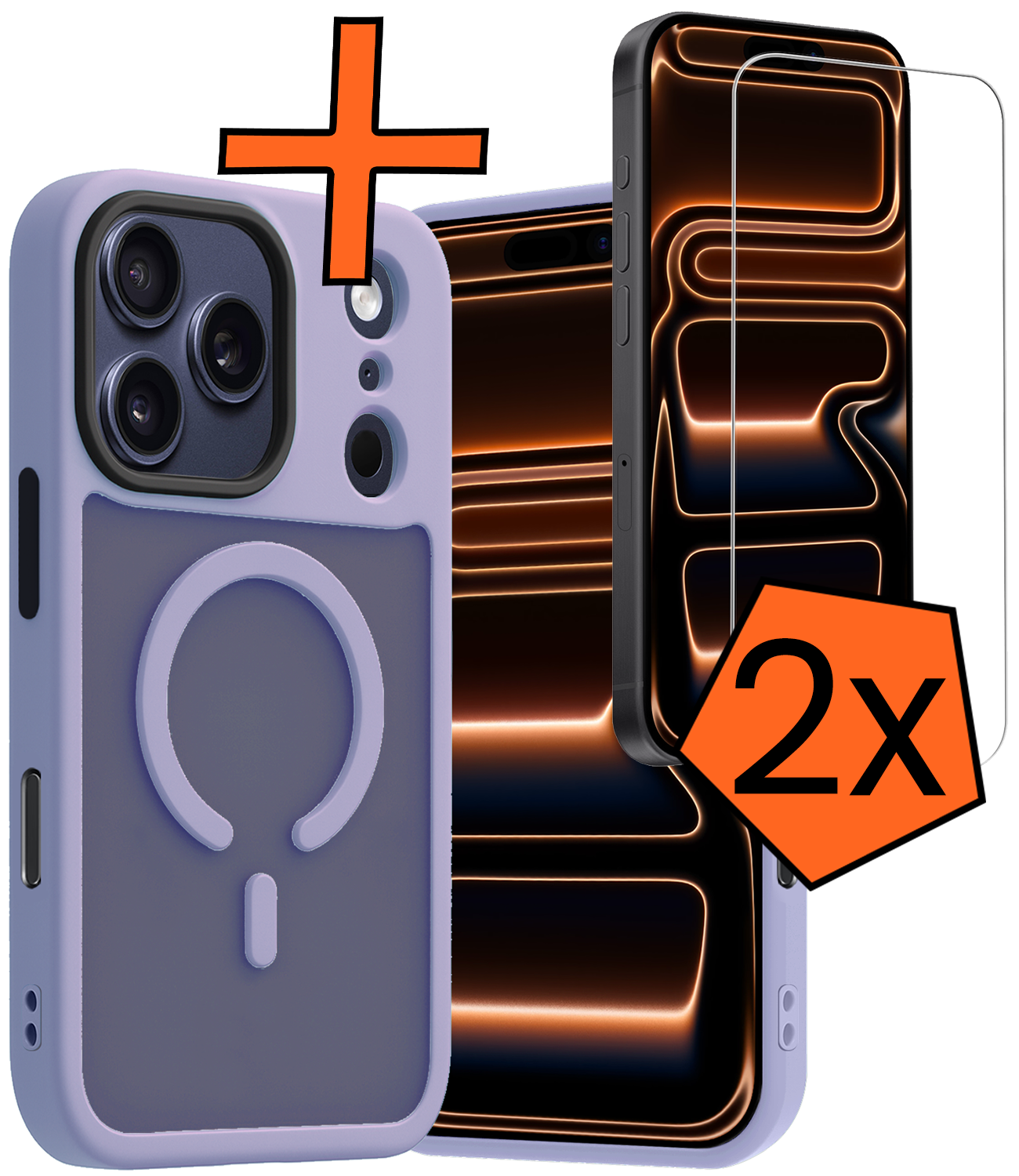 Nomfy Nomfy iPhone 17 Pro Max Magsafe Hoesje Lila Met 2x Screenprotector