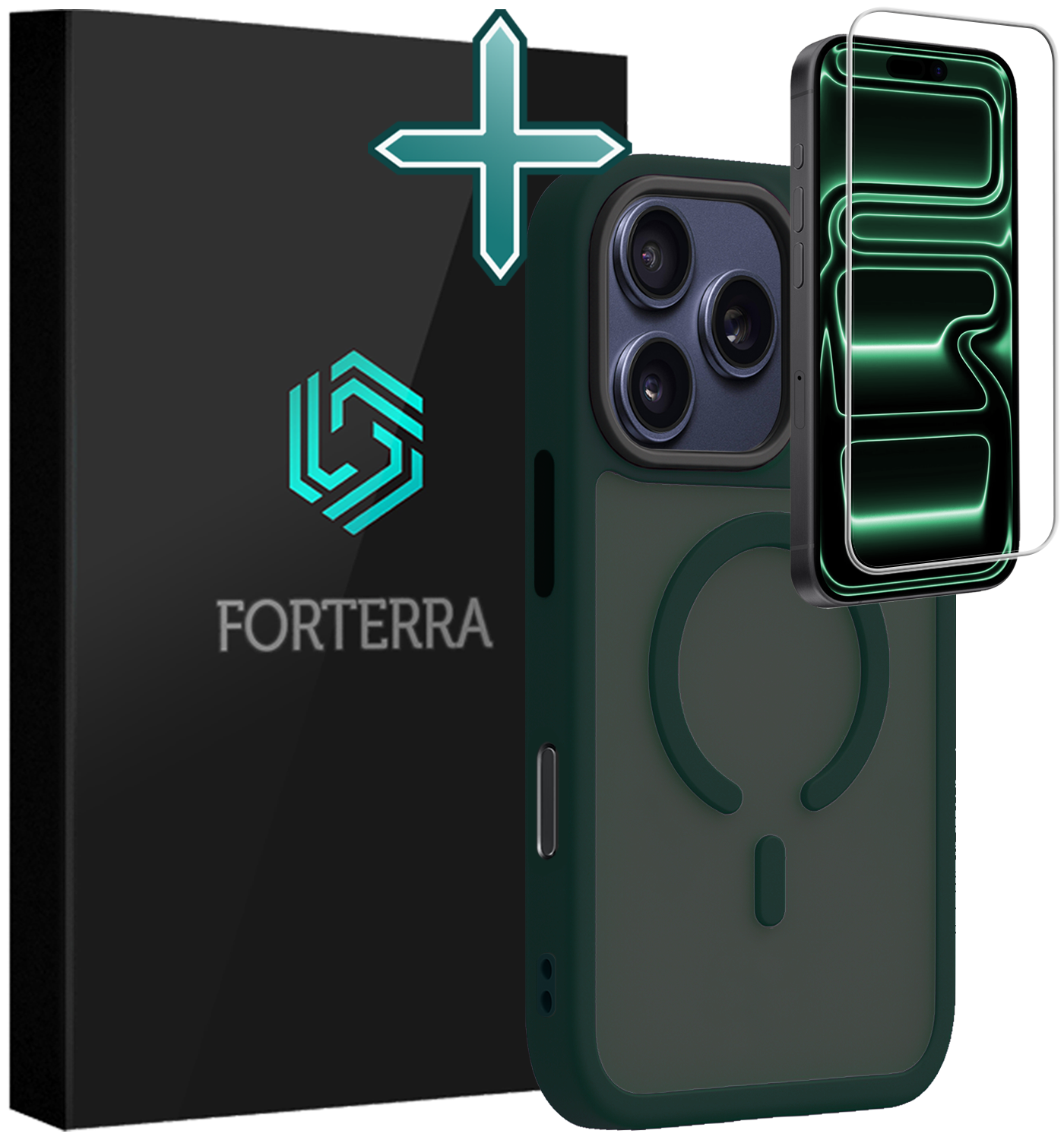 Forterra Forterra iPhone 17 Pro Max Magsafe Hoesje Donkergroen Met Screenprotector